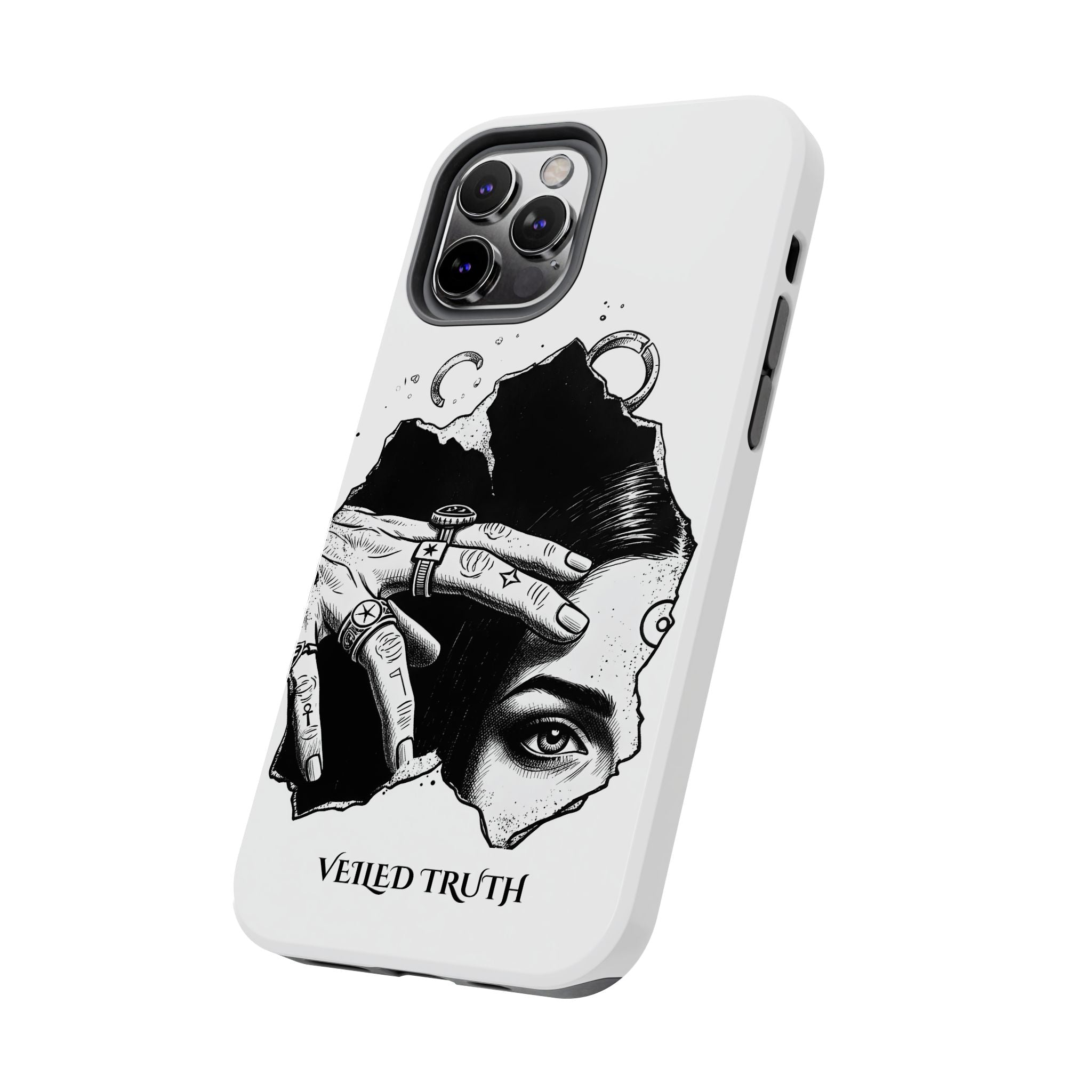 Tough Phone Case — Veiled Truth Black &amp; White Mystic Illustration