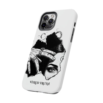 Tough Phone Case — Veiled Truth Black &amp; White Mystic Illustration