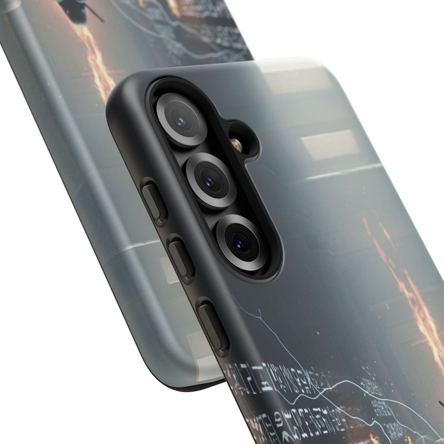 Phone Case - Cybermage Silhouette with Lightning Spell