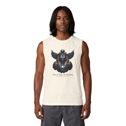 Egyptian Scarab Muscle Tank — "This Is Your Awakening" Mystical Graphic