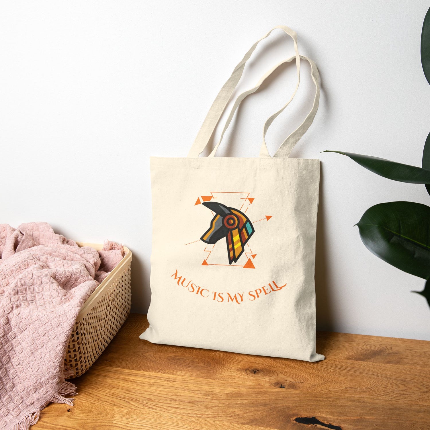 Canvas Tote Bag — Geometric Musical Horse &amp; Intricate Mandala Horse Art