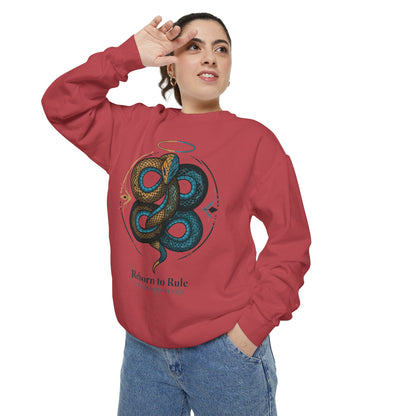 Snake Emblem Sweatshirt — "Reborn to Rule" Graphic Crewneck