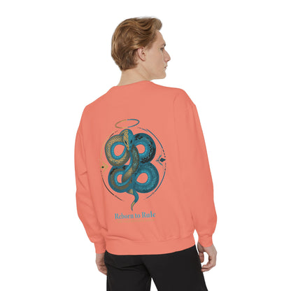 Snake Emblem Sweatshirt — "Reborn to Rule" Graphic Crewneck