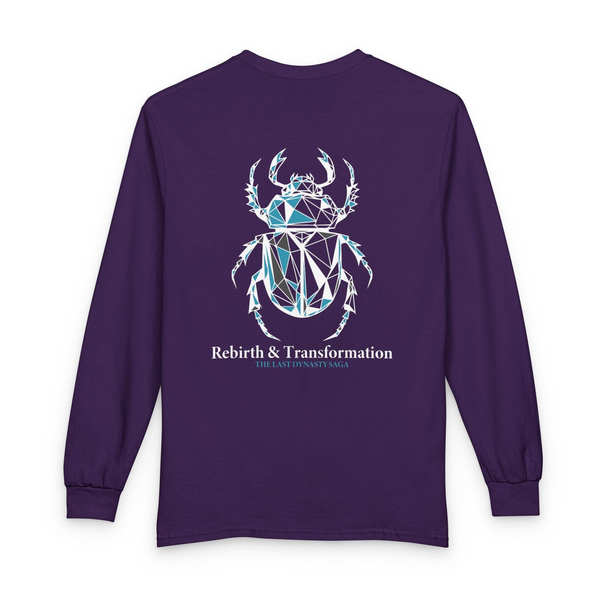 Strength Is Your Nature Long Sleeve Tee — Geometric Serpent Sword and Scarab Design