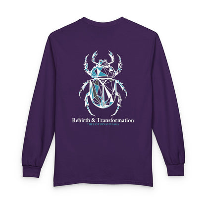 Strength Is Your Nature Long Sleeve Tee — Geometric Serpent Sword and Scarab Design
