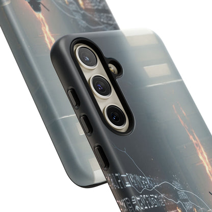 Phone Case - Cybermage Silhouette with Lightning Spell