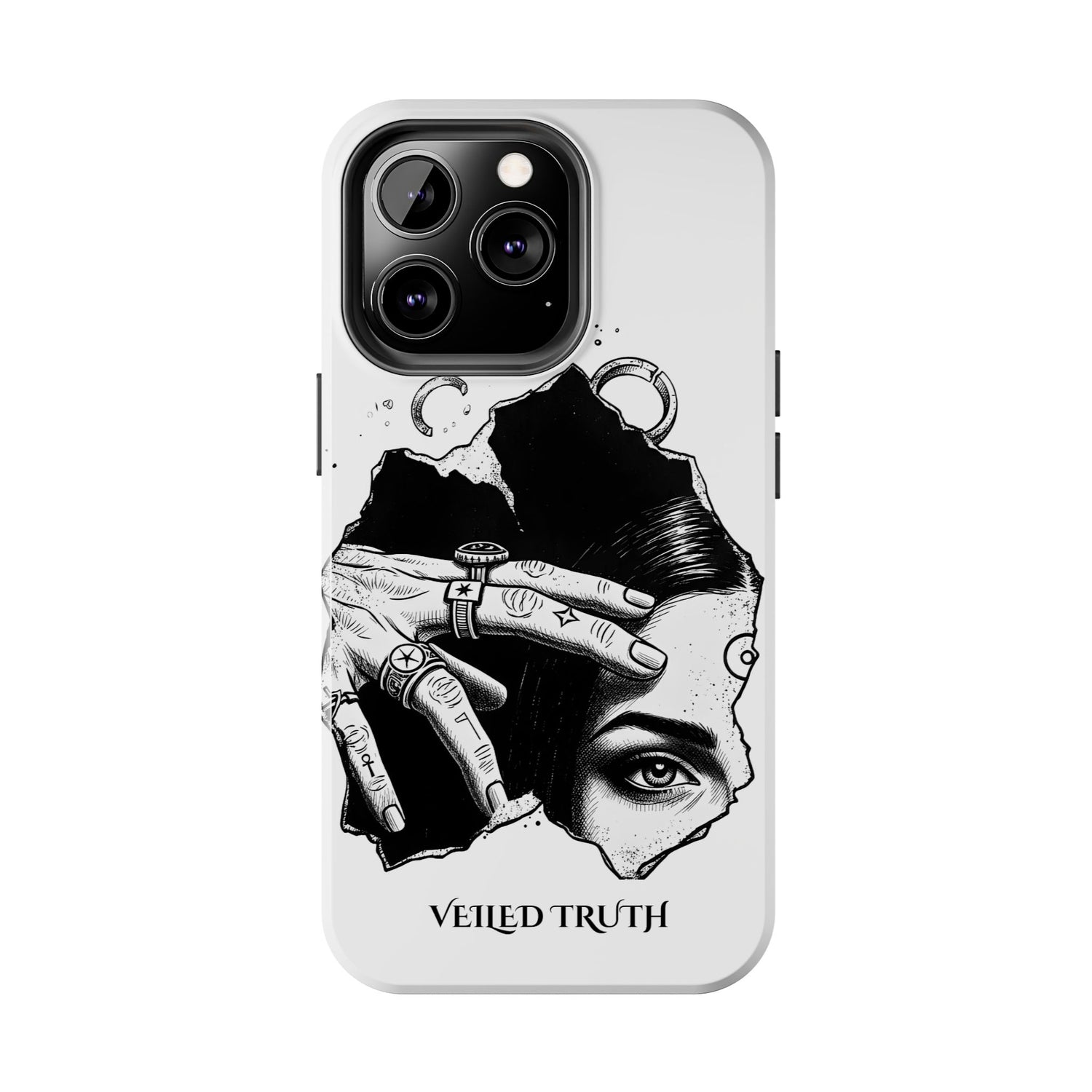 Tough Phone Case — Veiled Truth Black &amp; White Mystic Illustration