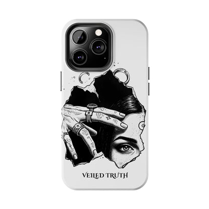 Tough Phone Case — Veiled Truth Black &amp; White Mystic Illustration