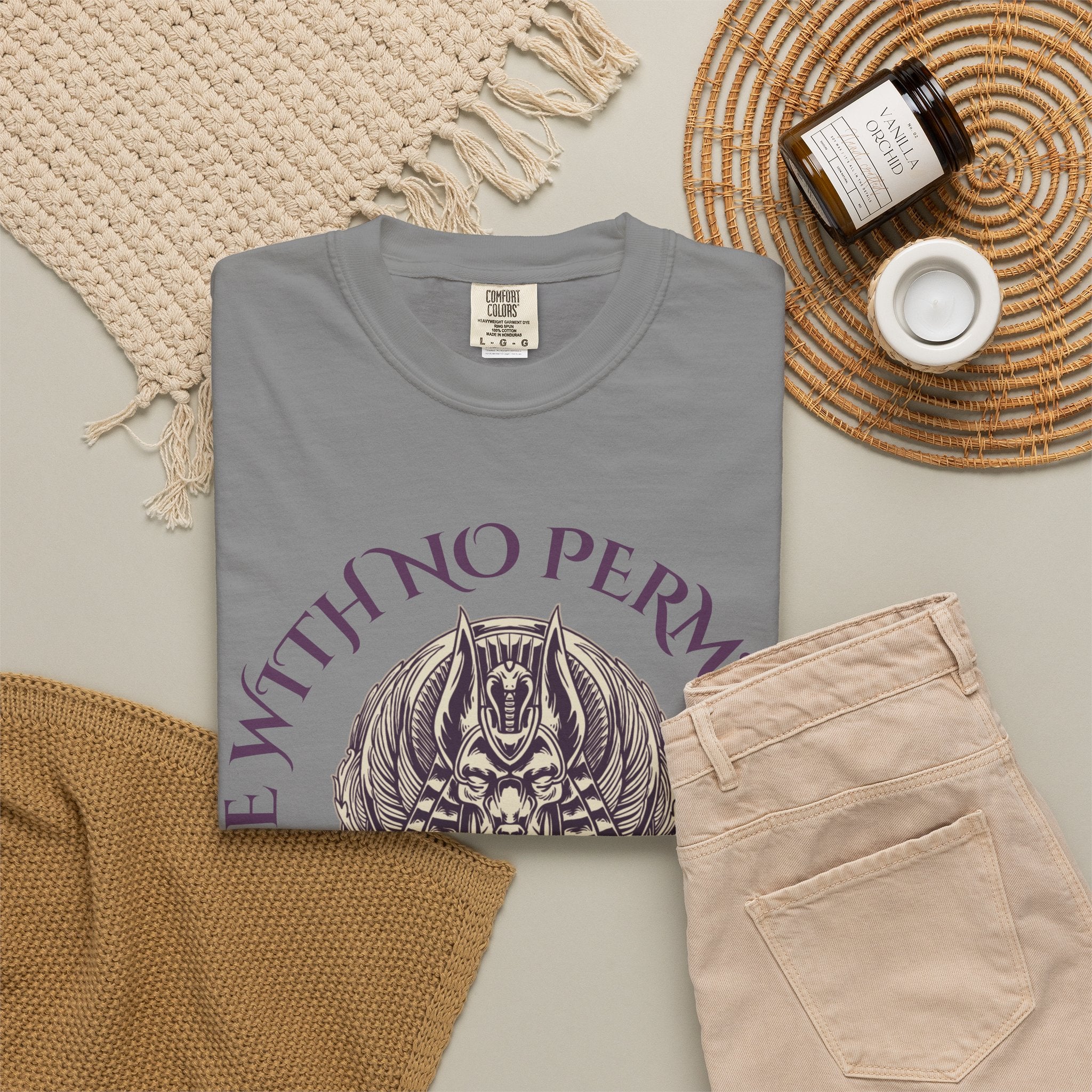 Rise With No Permission T-Shirt — Anubis Helmet Graphic Tee (“Your Song Is Your Spell”)