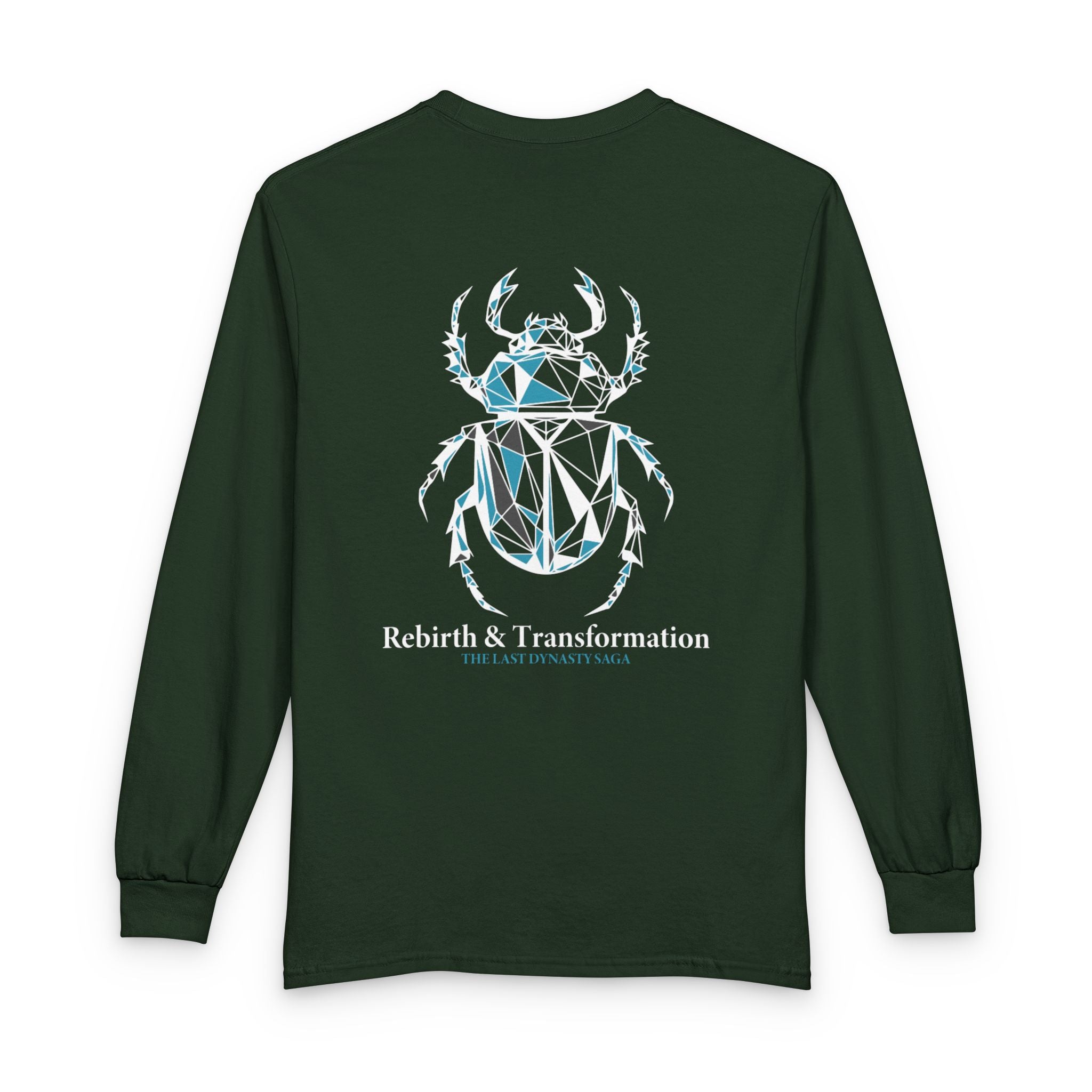 Strength Is Your Nature Long Sleeve Tee — Geometric Serpent Sword and Scarab Design