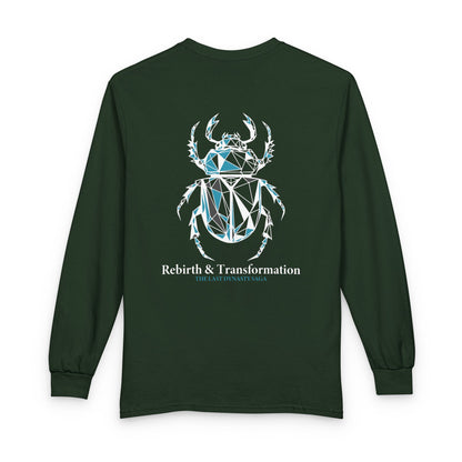 Strength Is Your Nature Long Sleeve Tee — Geometric Serpent Sword and Scarab Design