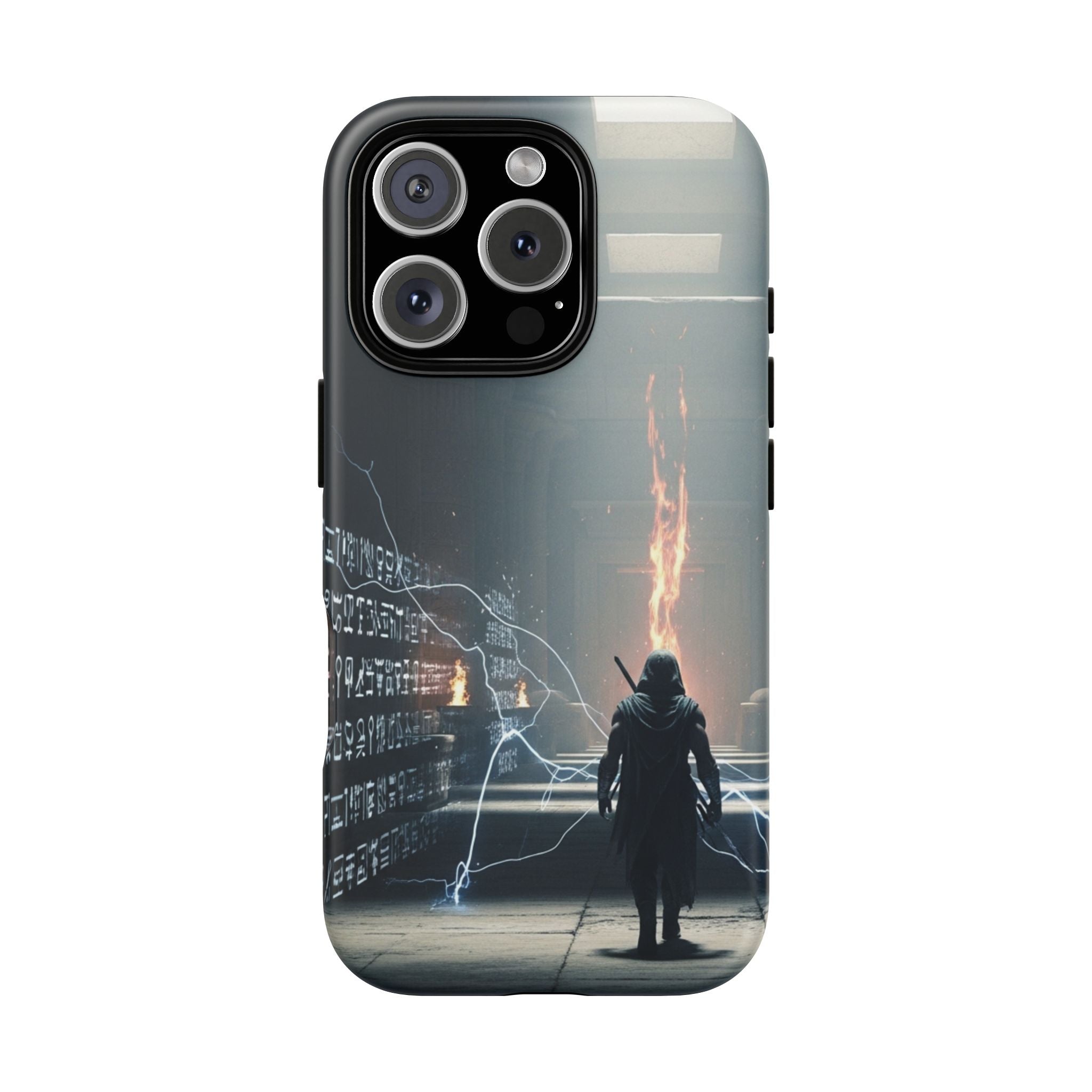 Phone Case - Cybermage Silhouette with Lightning Spell
