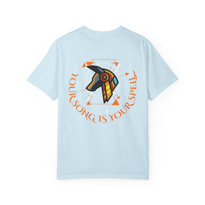 Rise With No Permission T-Shirt — Anubis Helmet Graphic Tee (“Your Song Is Your Spell”)