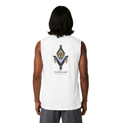 Egyptian Scarab Muscle Tank — "This Is Your Awakening" Mystical Graphic