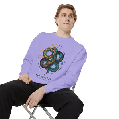 Snake Emblem Sweatshirt — "Reborn to Rule" Graphic Crewneck