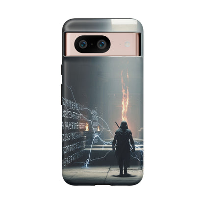 Phone Case - Cybermage Silhouette with Lightning Spell