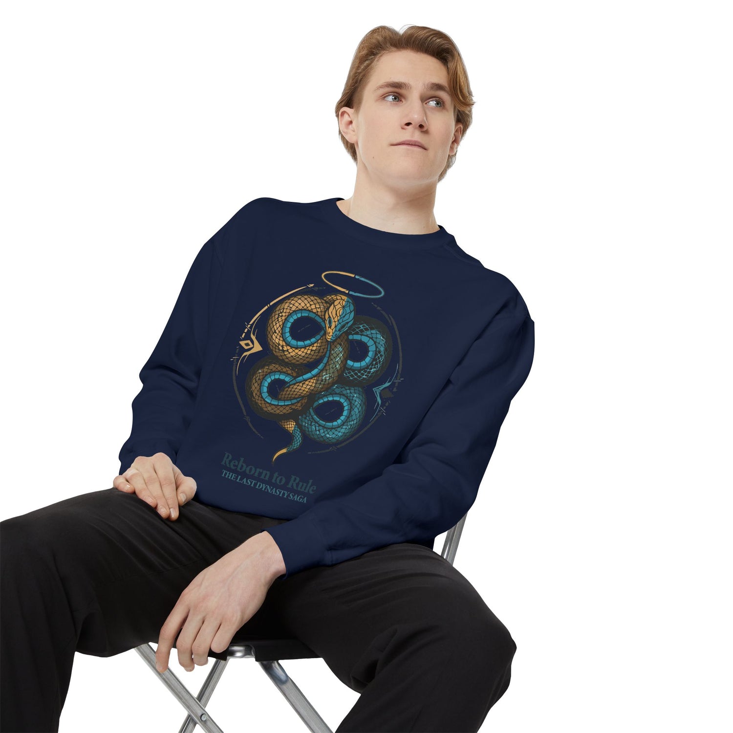 Snake Emblem Sweatshirt — "Reborn to Rule" Graphic Crewneck