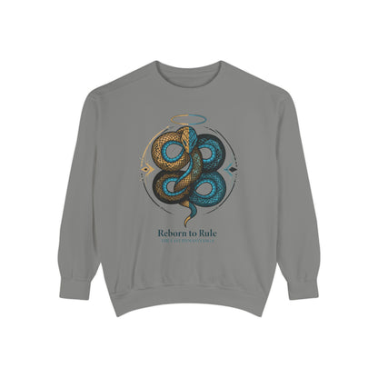 Snake Emblem Sweatshirt — "Reborn to Rule" Graphic Crewneck