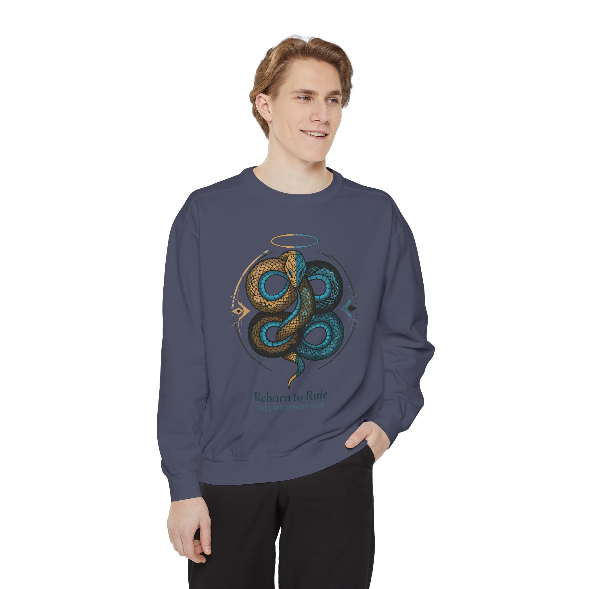 Snake Emblem Sweatshirt — "Reborn to Rule" Graphic Crewneck