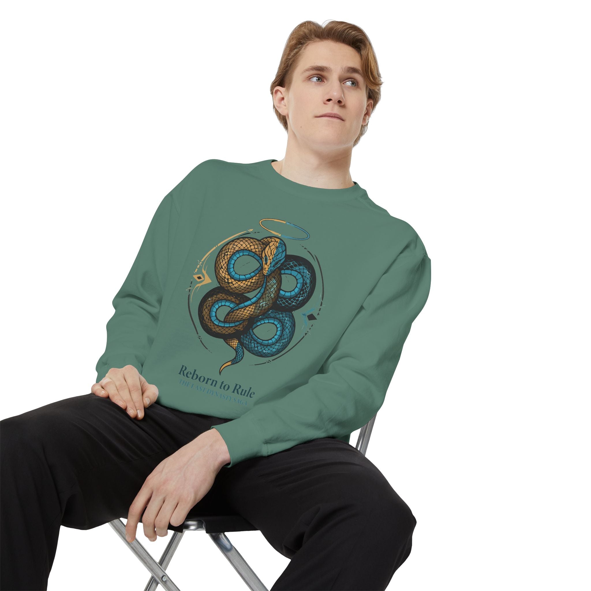 Snake Emblem Sweatshirt — "Reborn to Rule" Graphic Crewneck