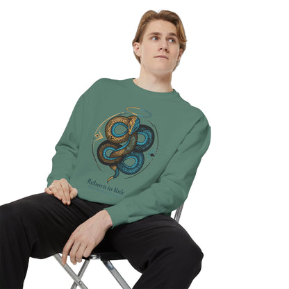 Snake Emblem Sweatshirt — "Reborn to Rule" Graphic Crewneck