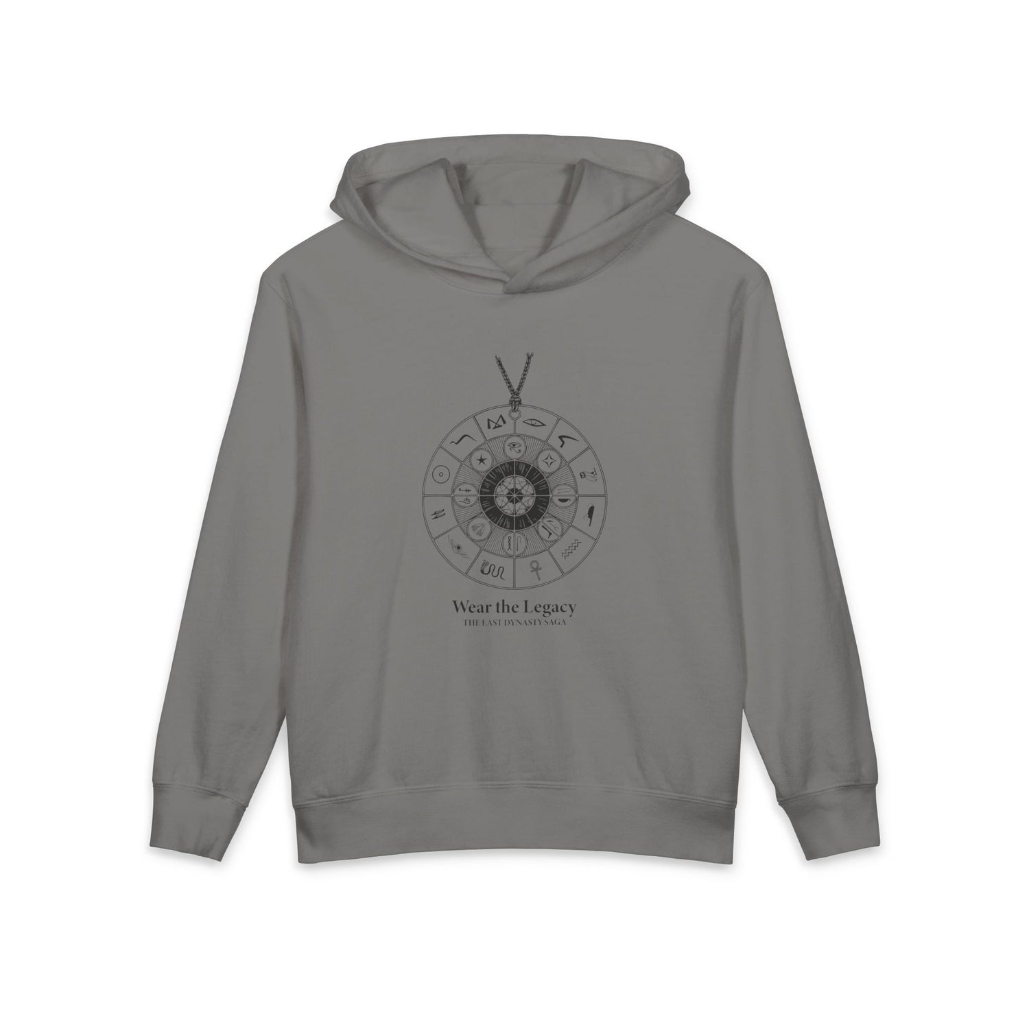 The SAGA Compass with a Spell Youth Hoodie — Geometric Anubis Design "You Are The Spell"