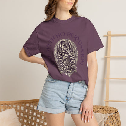 Rise With No Permission T-Shirt — Anubis Helmet Graphic Tee (“Your Song Is Your Spell”)