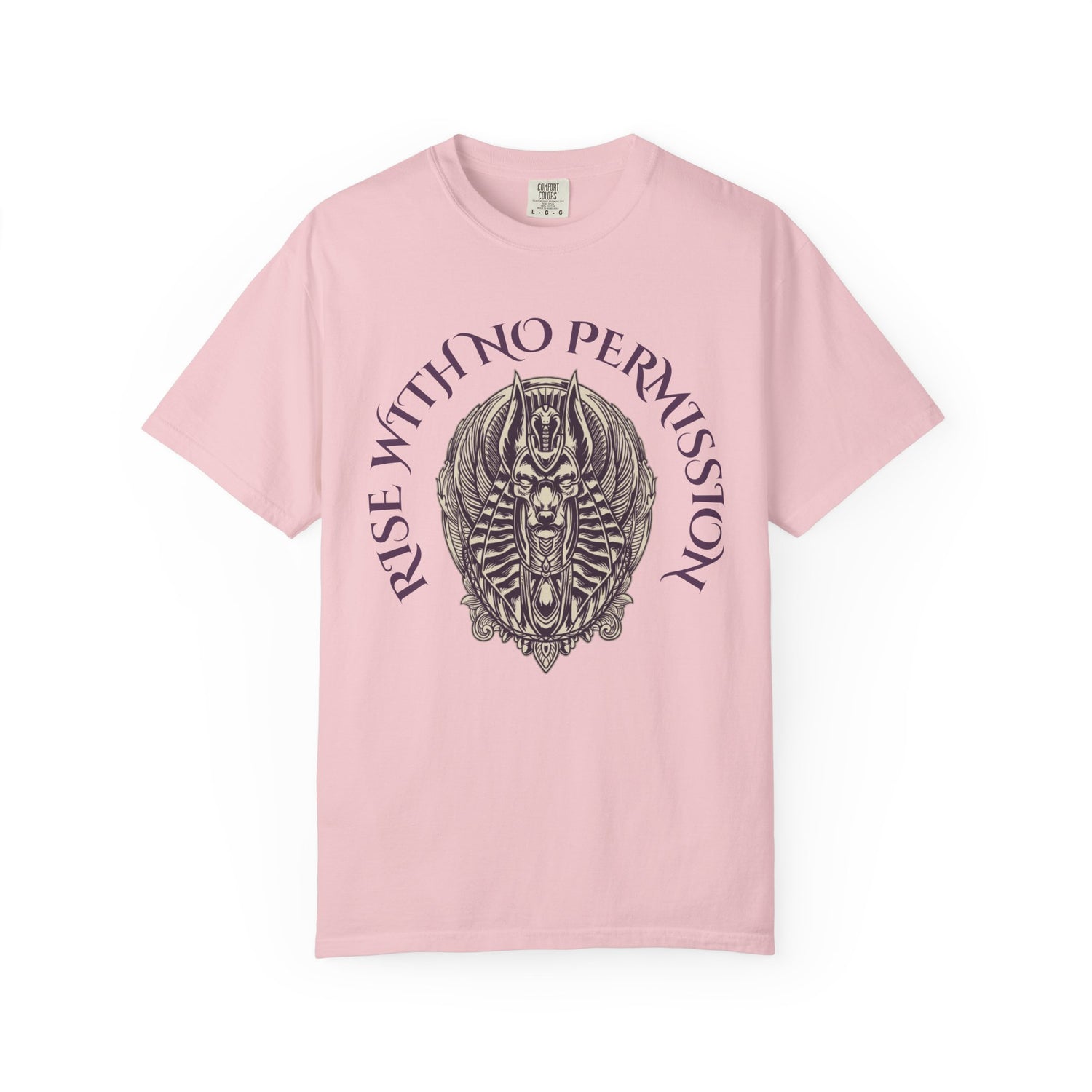 Rise With No Permission T-Shirt — Anubis Helmet Graphic Tee (“Your Song Is Your Spell”)