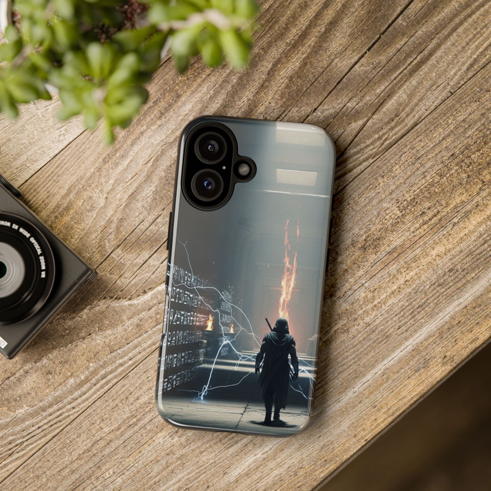 Phone Case - Cybermage Silhouette with Lightning Spell
