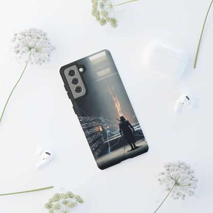 Phone Case - Cybermage Silhouette with Lightning Spell