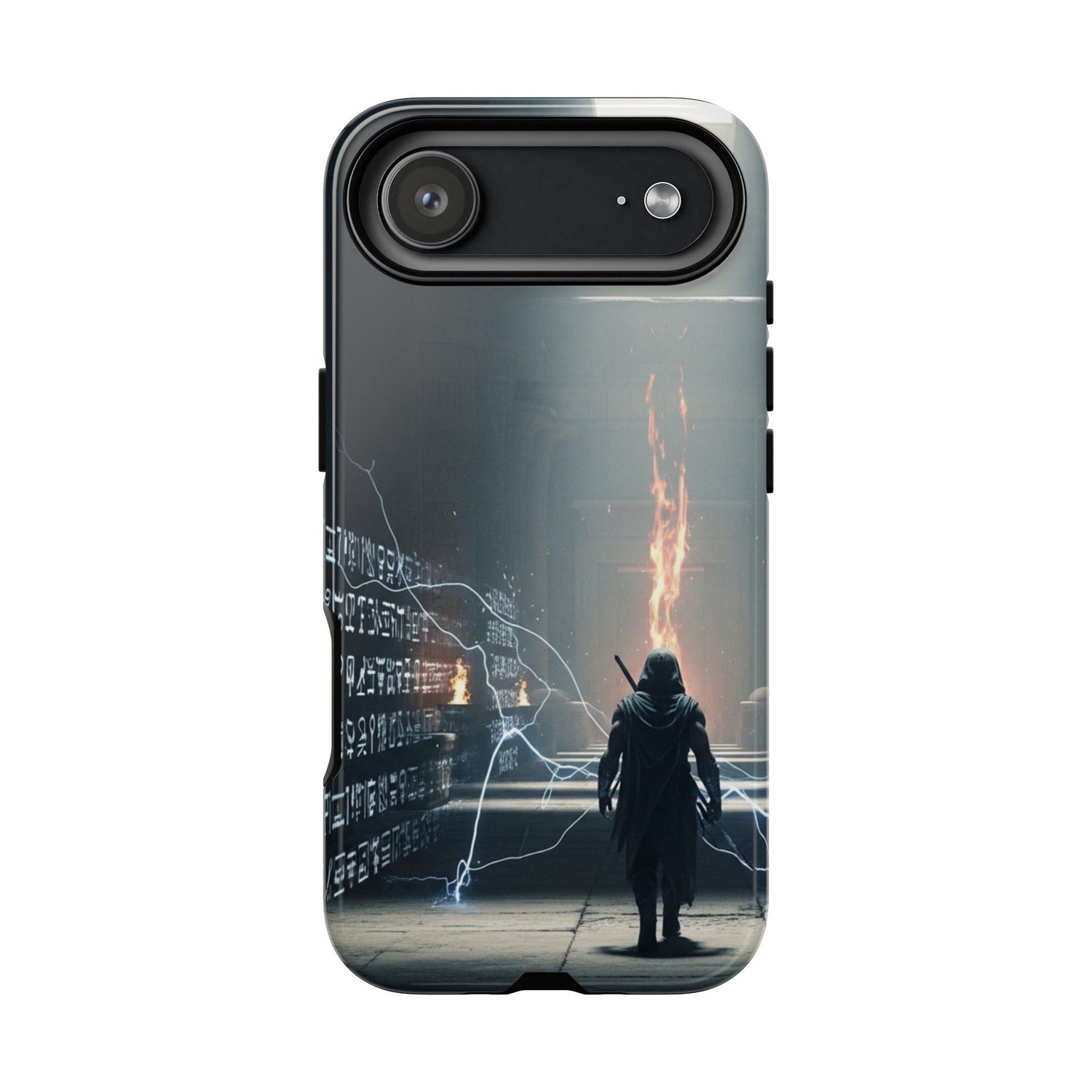 Phone Case - Cybermage Silhouette with Lightning Spell