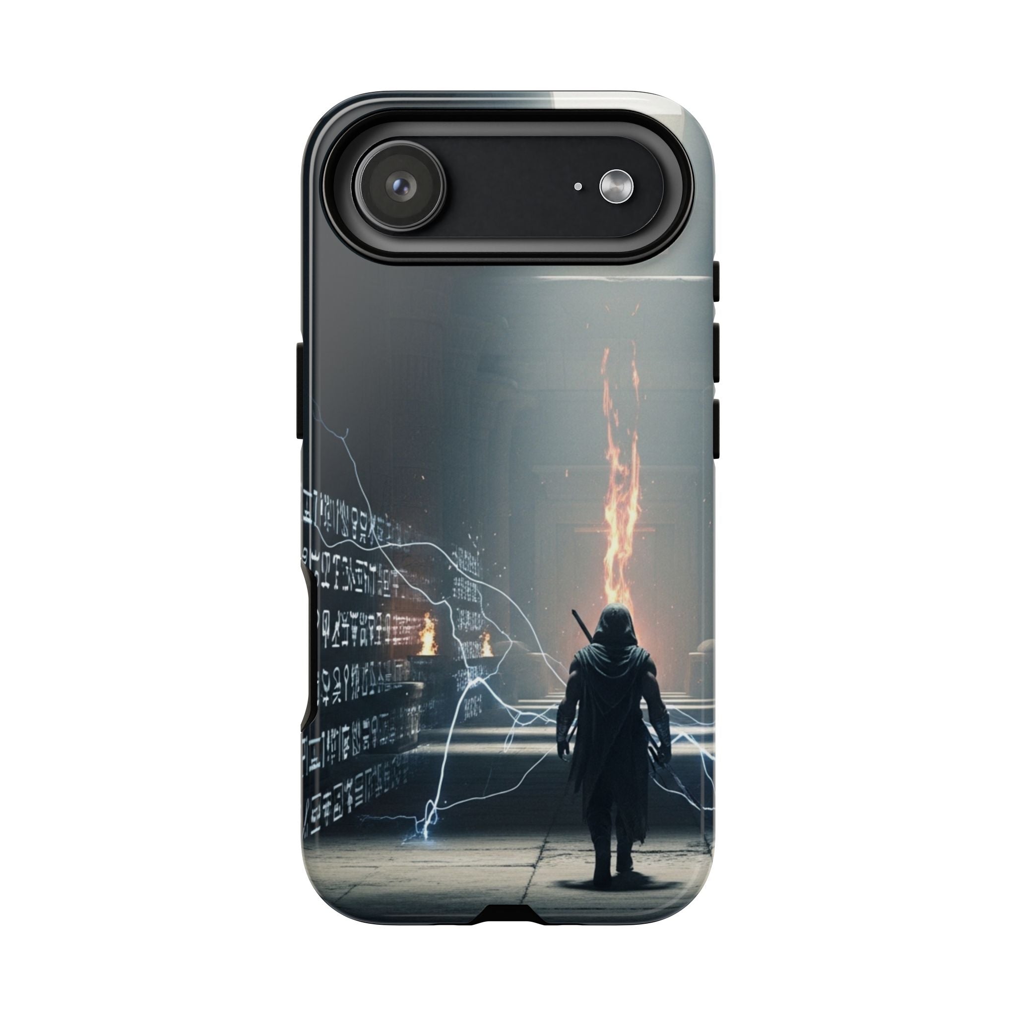 Phone Case - Cybermage Silhouette with Lightning Spell