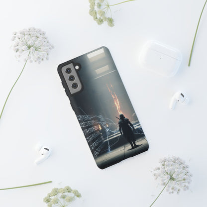 Phone Case - Cybermage Silhouette with Lightning Spell