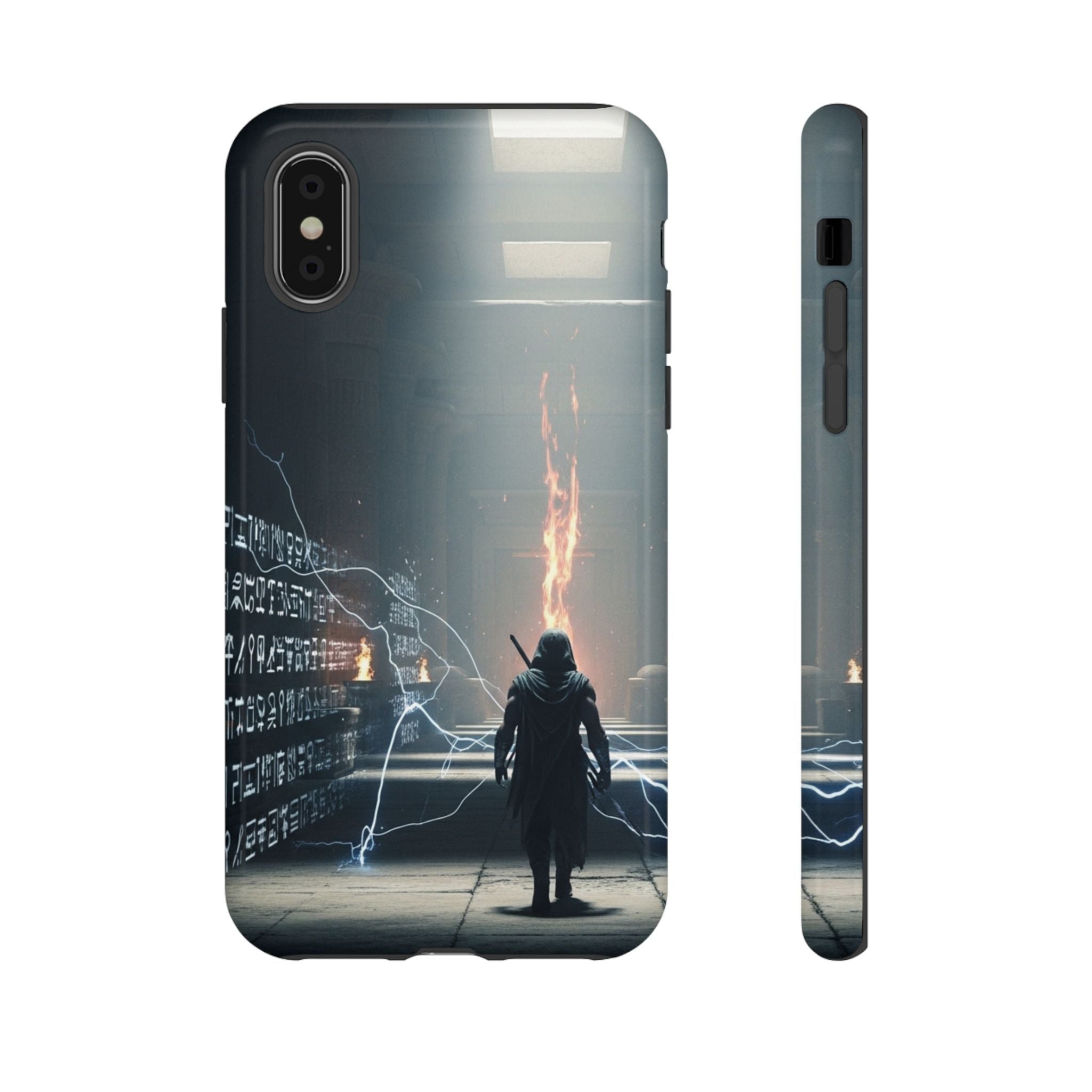 Phone Case - Cybermage Silhouette with Lightning Spell