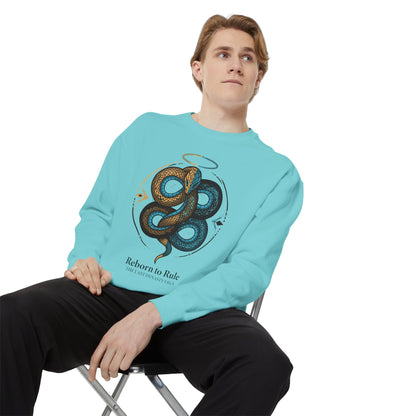Snake Emblem Sweatshirt — "Reborn to Rule" Graphic Crewneck