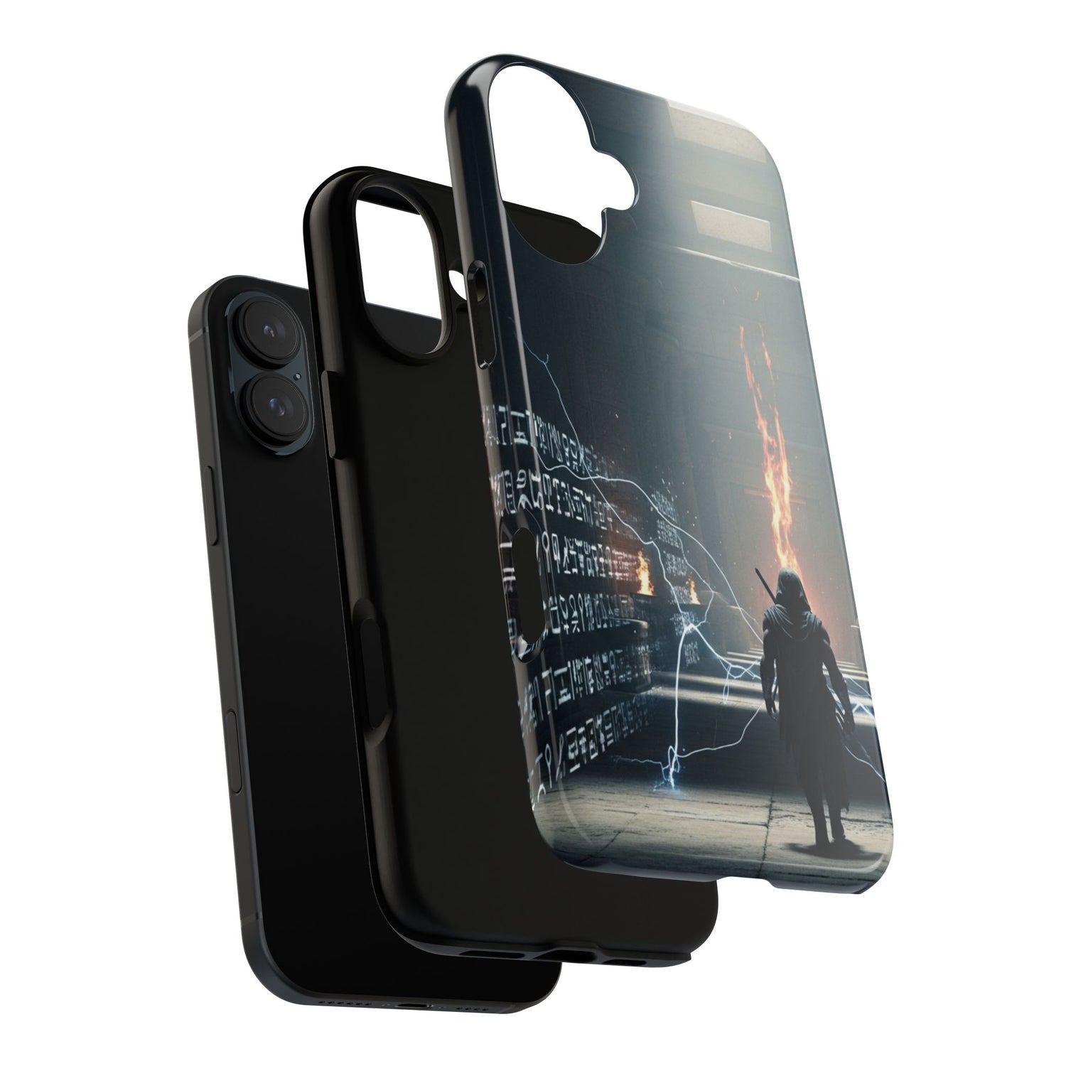 Phone Case - Cybermage Silhouette with Lightning Spell