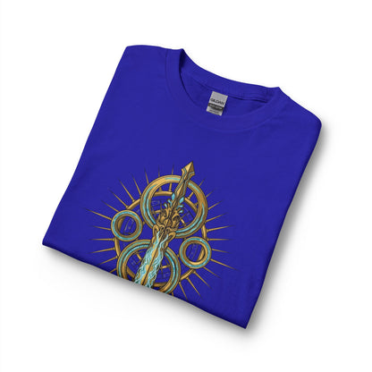 Strength Is Your Nature Long Sleeve Tee — Geometric Serpent Sword and Scarab Design