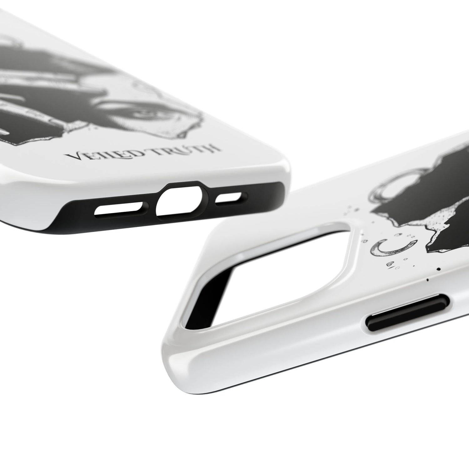Tough Phone Case — Veiled Truth Black &amp; White Mystic Illustration