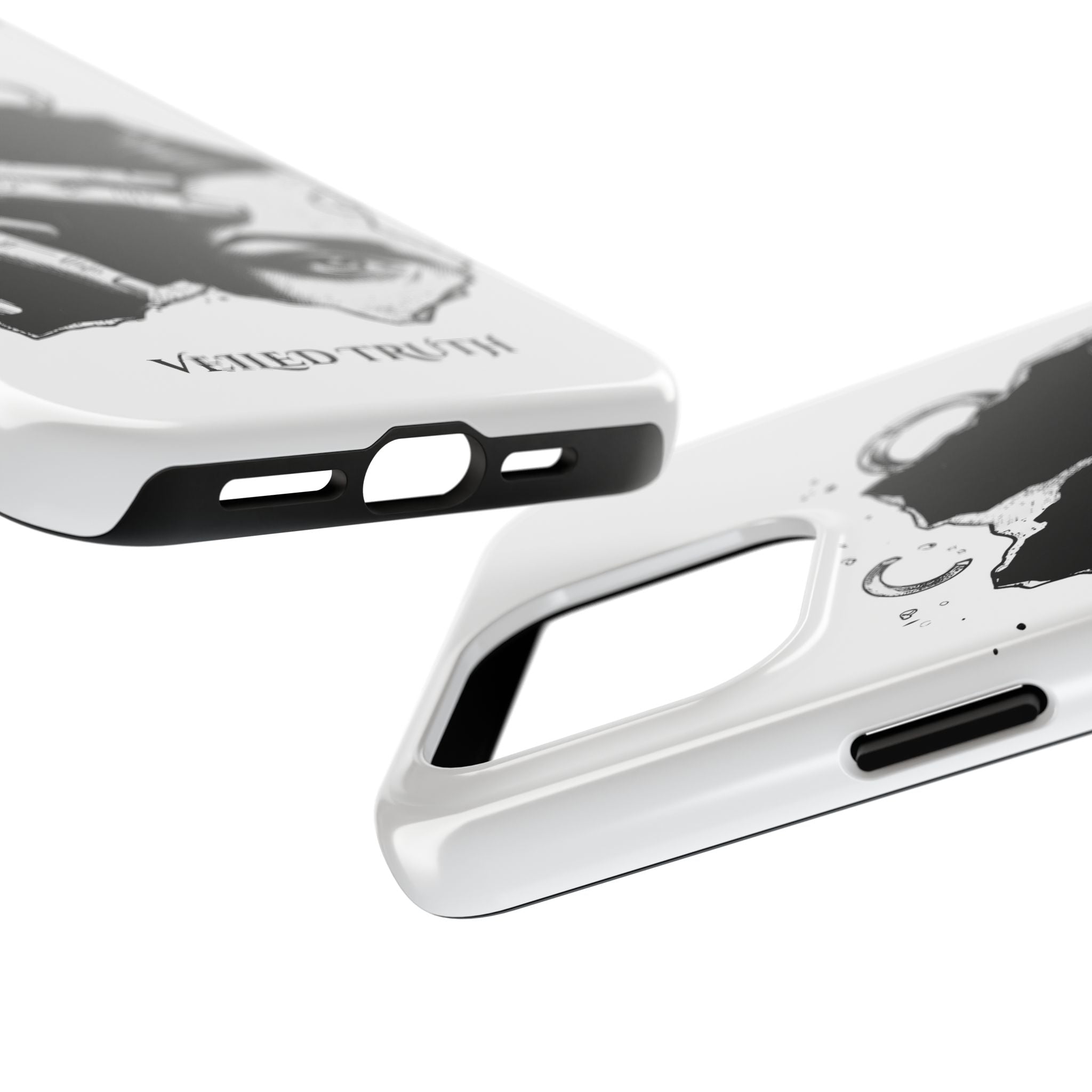 Tough Phone Case — Veiled Truth Black &amp; White Mystic Illustration