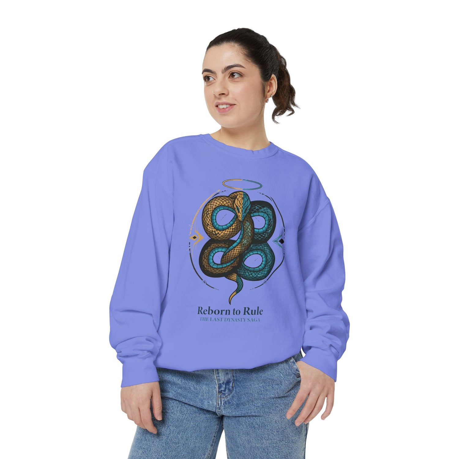Snake Emblem Sweatshirt — "Reborn to Rule" Graphic Crewneck