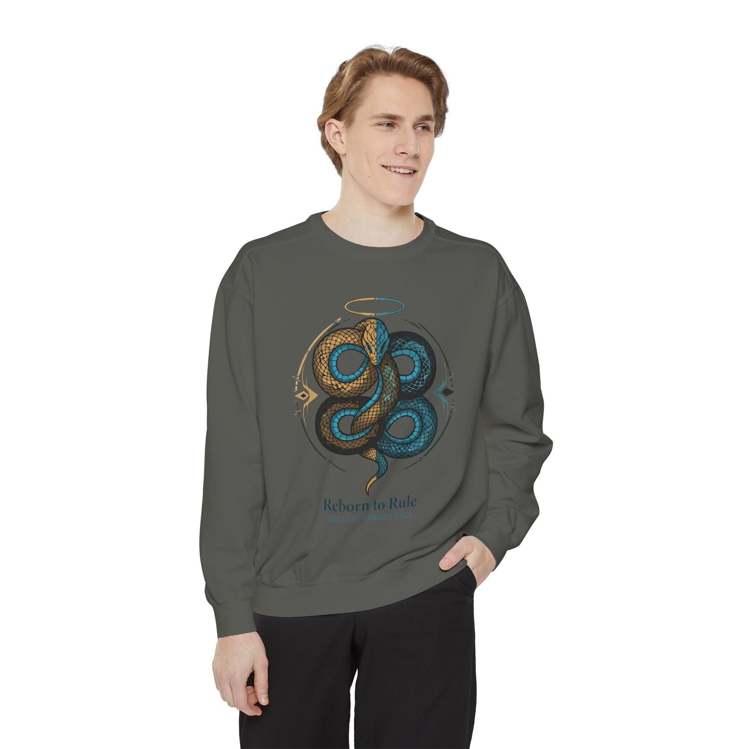 Snake Emblem Sweatshirt — "Reborn to Rule" Graphic Crewneck