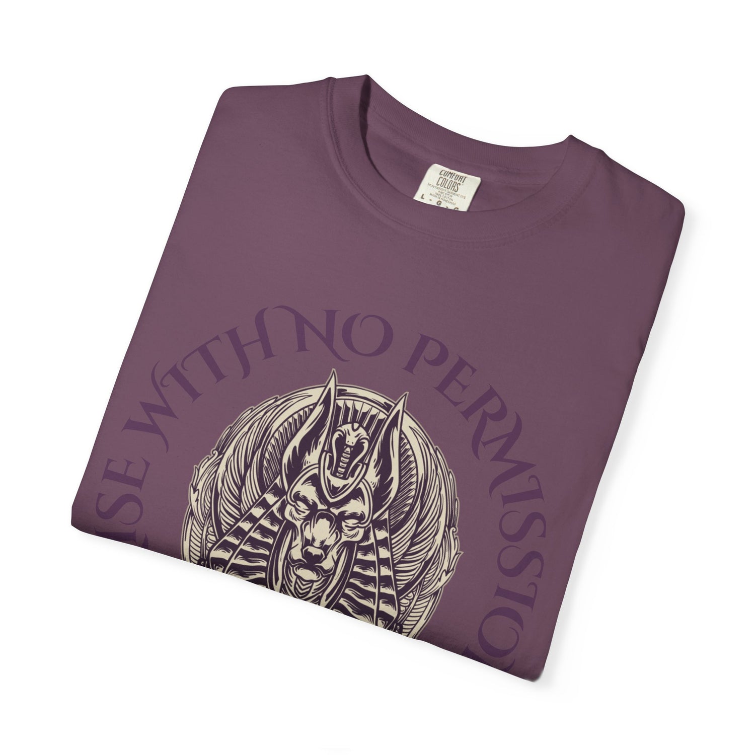 Rise With No Permission T-Shirt — Anubis Helmet Graphic Tee (“Your Song Is Your Spell”)
