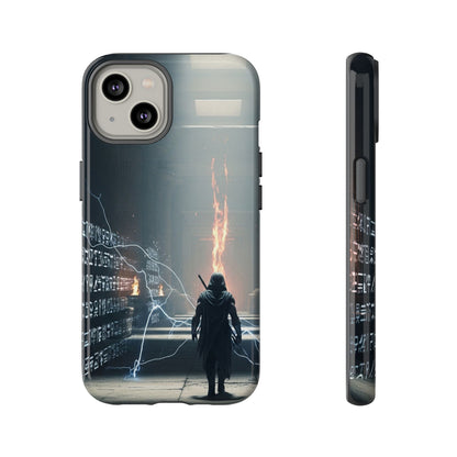 Phone Case - Cybermage Silhouette with Lightning Spell