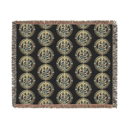 The Serpent Geometric Woven Throw Blanket — Mosaic Circle Pattern, Cozy Living Room &amp; Bedroom Décor
