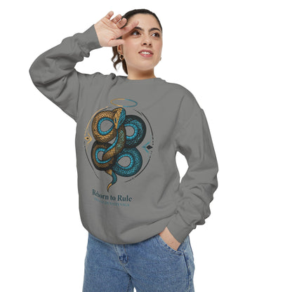 Snake Emblem Sweatshirt — "Reborn to Rule" Graphic Crewneck