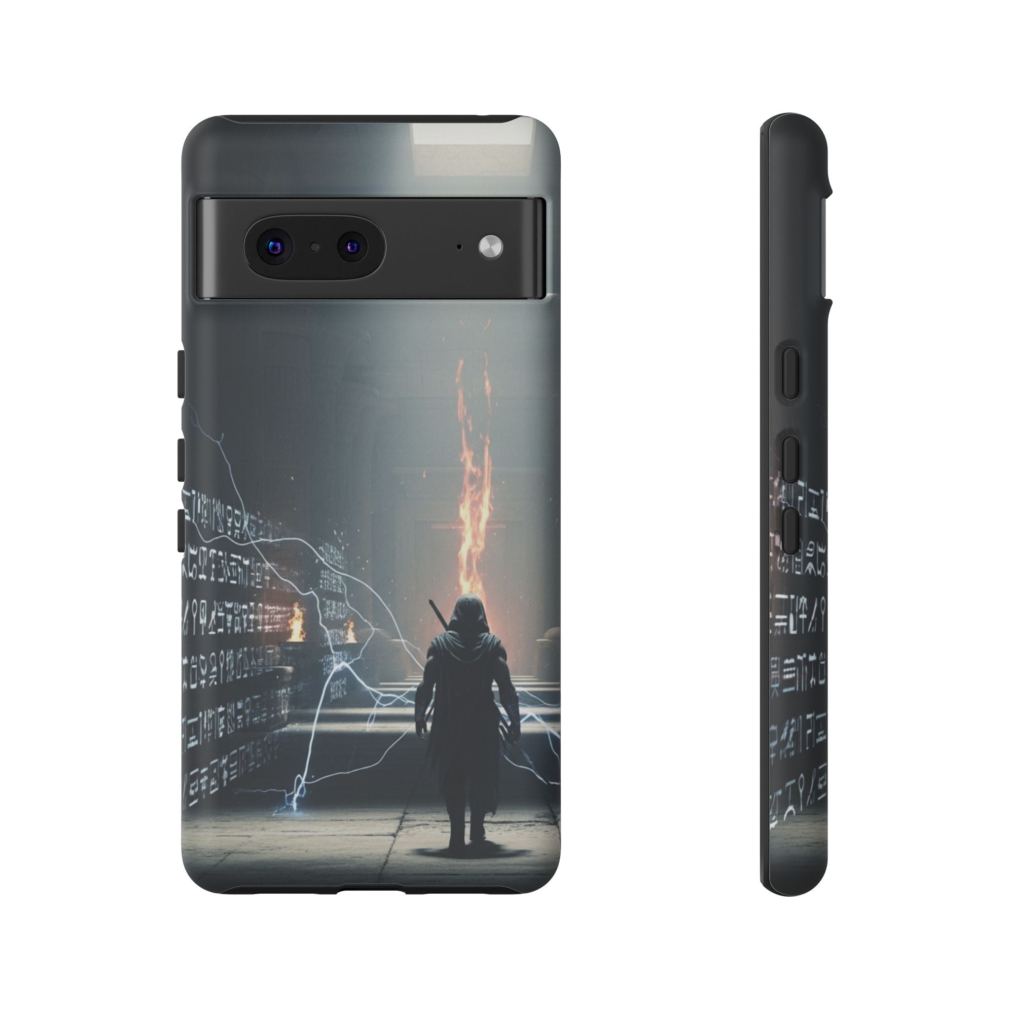 Phone Case - Cybermage Silhouette with Lightning Spell