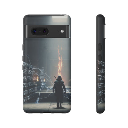 Phone Case - Cybermage Silhouette with Lightning Spell