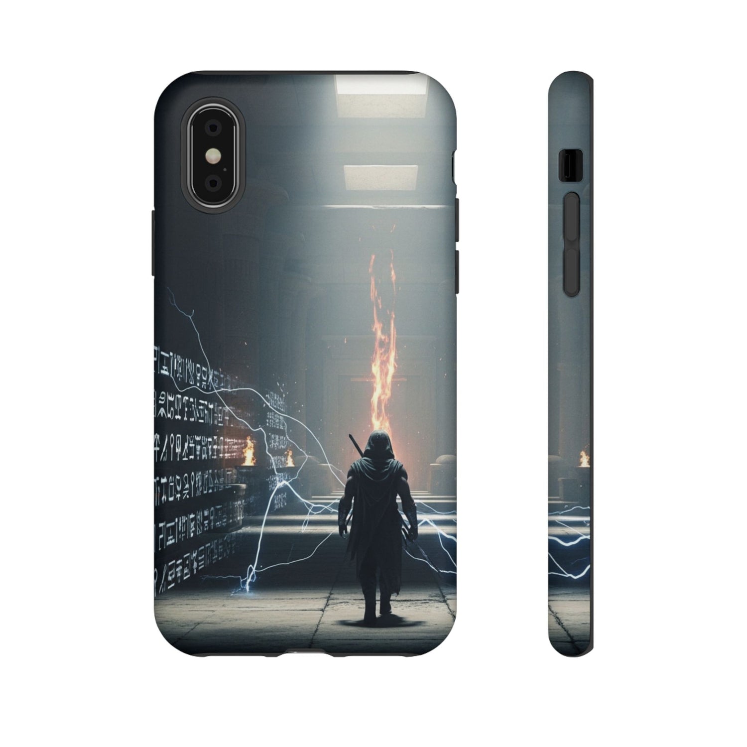 Phone Case - Cybermage Silhouette with Lightning Spell