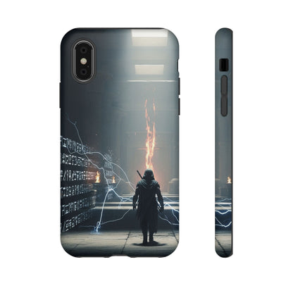 Phone Case - Cybermage Silhouette with Lightning Spell