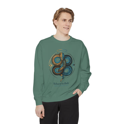 Snake Emblem Sweatshirt — "Reborn to Rule" Graphic Crewneck